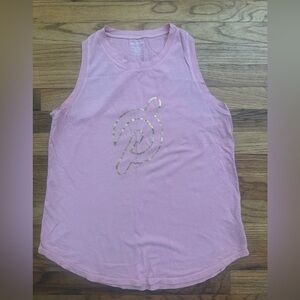 Peloton Women’s Pink and Gold Racerback Athletic Tank Sz Medium